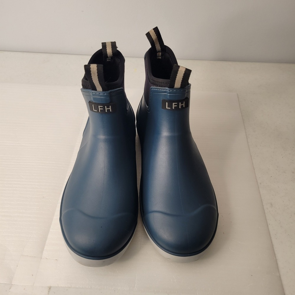 LFH Rain Boots Mens 8.5 Blue Ankle Neoprene Collar Waterproof Rubber Shoes